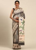 Cotton Grey Casual Wear Printed Saree